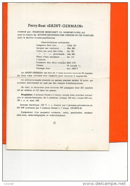 Bâteau - Ferry Boat "Saint Germain" (document) - Autres & Non Classés