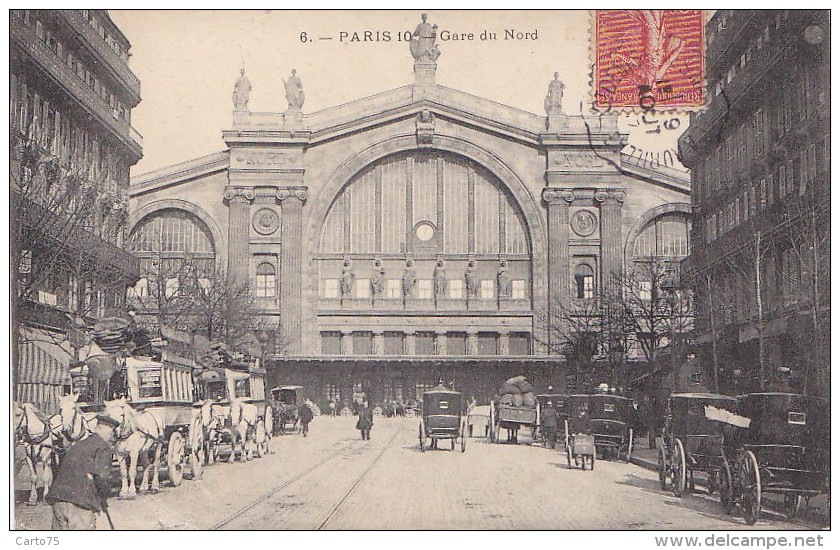 Paris 75 - Chemins De Fer -  Façade Gare Du Nord - Cachet Ferroviaire - Métro Parisien, Gares