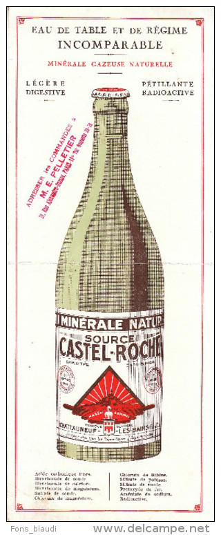 Vers 1910 - Tract Publicitaire Dépliant - Eau Minérale Castel-Roche à Châteauneuf-les-Bains - FRANCO DE PORT - Alimentaire