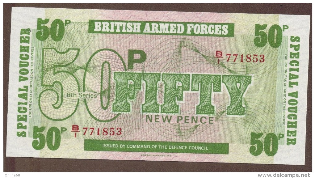 GB BAF 50 NEW PENCE (1972) Alpha B1  "6th Series" - British Armed Forces & Special Vouchers