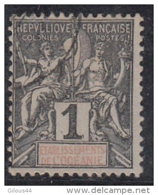 Groupe Colonies Légende Océanie, 1c Noir - Used Stamps