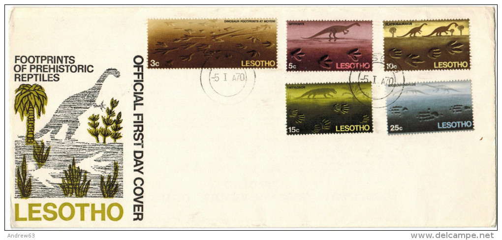 LESOTHO - 1970 - FOOTPRINTS OF PREHISTORIC REPTILES - FDC - Lesotho (1966-...)