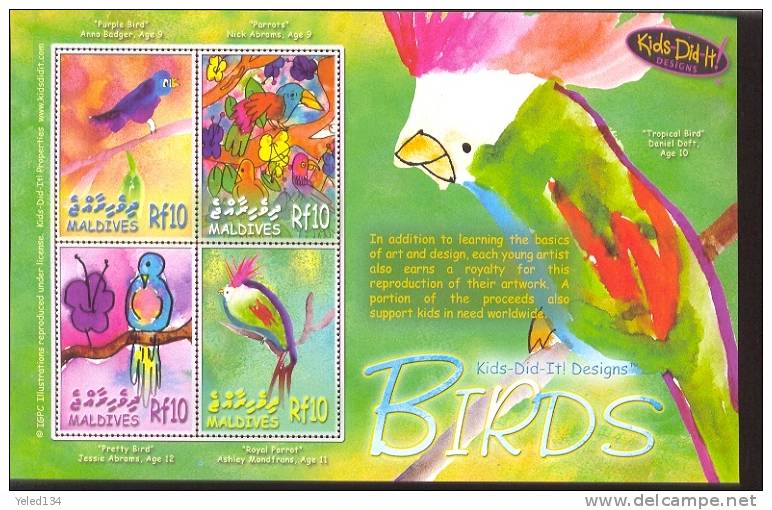 MALDIVES     2873  MINT NEVER HINGED MINI SHEET OF BIRDS ; KIDS DID IT - Autres & Non Classés