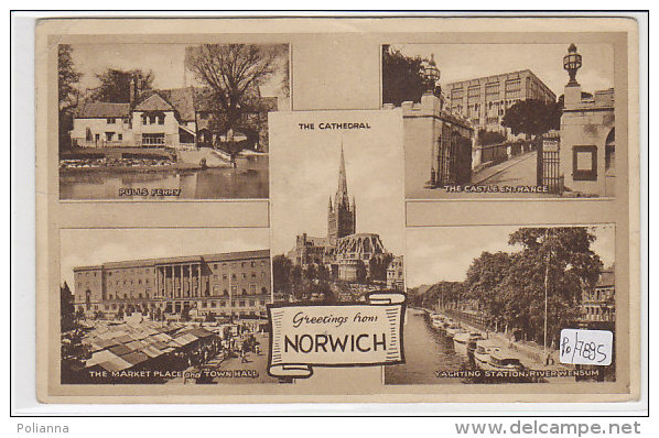 PO7885# REGNO UNITO - NORWICH - PULLS FERRY - MARKET PLACE - YACHTING STATION  VG 1954 - Norwich