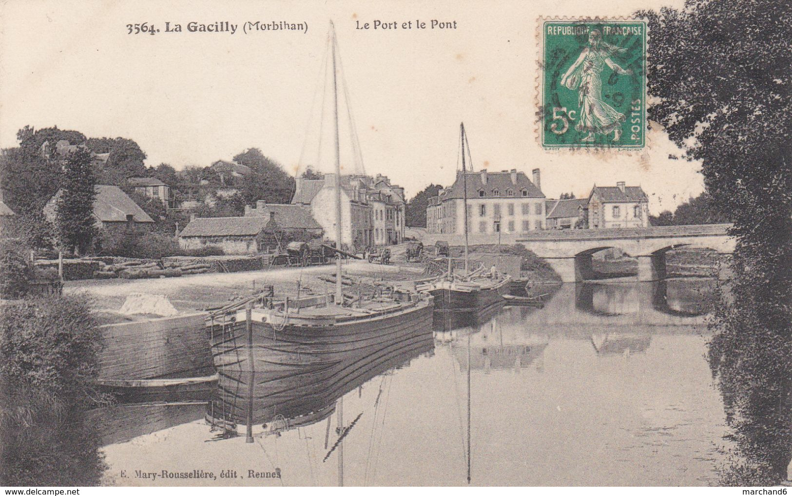 Morbihan La Gacilly Le Port Et Le Pont La Gendarmerie éditeur E Mary Rousselière N°3564 - La Gacilly