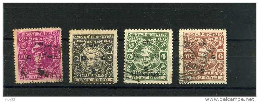 - INDE . ETAT DE COCHIN . TIMBRES TAXES 1943/50 . - Cochin