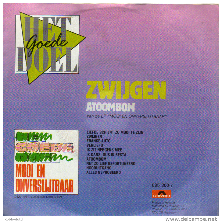 * 7" *  HET GOEDE DOEL - ZWIJGEN (Holland 1986) - Other - Dutch Music