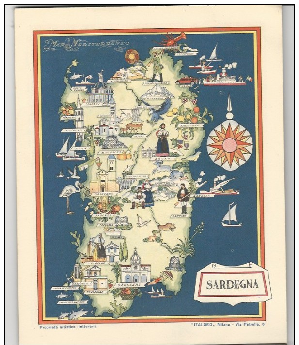 SARDEGNA Oristano Nuoro Cagliari Caprera Maddalena Arbatax Iglesias Sassari Etna Messina Lipari Cefalu Trapani Enna Etc. - Landkarten