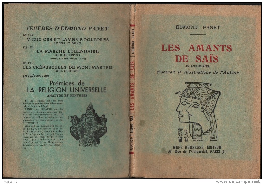 Livre - LES AMANTS De SAÏS - Edmont PANET - Un Acte En Vers  -  1951 - Altri & Non Classificati