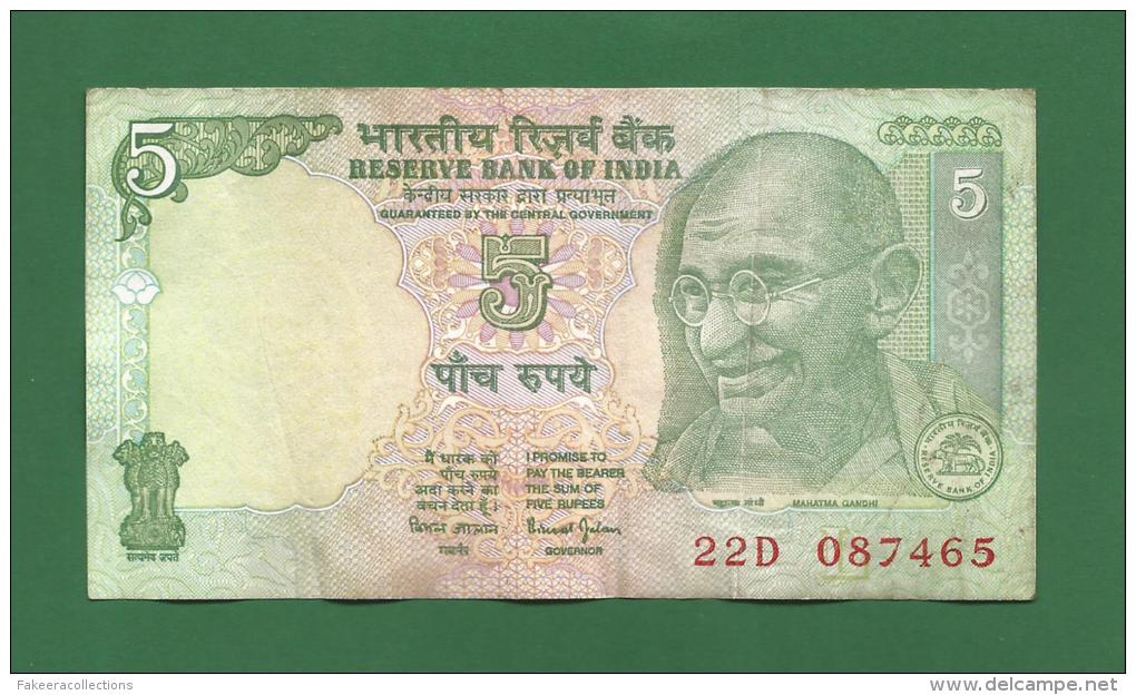 India 1997 - 2003 - 5 Rupee / INR Banknote -  Bimal Jalan - Used But Good Condition - As Scan - India