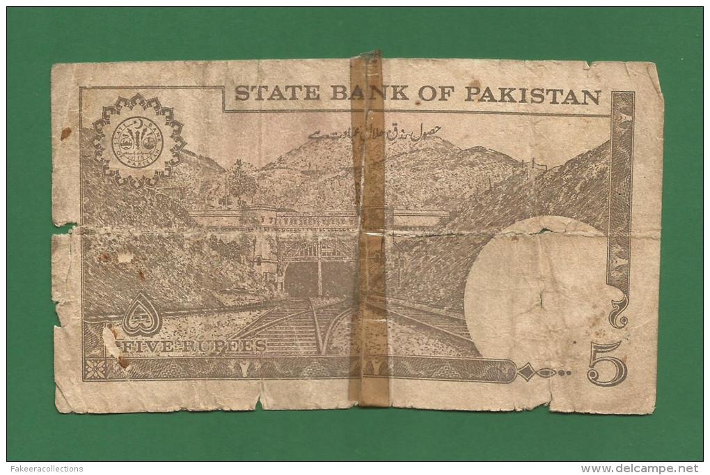 Pakistan Pakistani - 5 Rupee / PKR Banknote - No Date ( 1984 ) - P-38(1)  - Used Good Condition As Scan - Pakistan