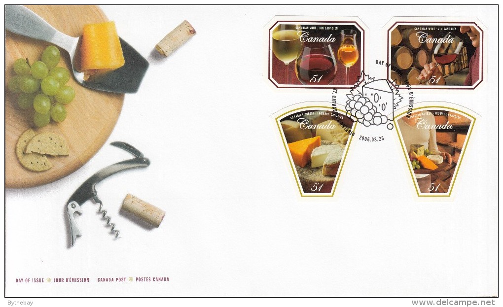 Canada FDC Scott #2168-#2171 Set Of 4 51c Canadian Wines And Cheeses - 2001-2010