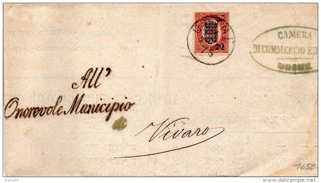 1878  LETTERA CON ANNULLO UDINE - Fiscaux