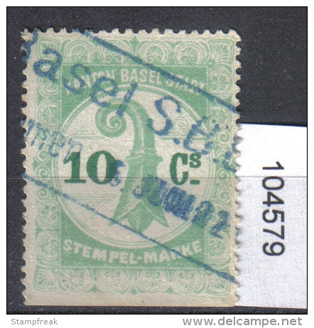 Steuermarke Basel 10 Centimes Bogenrand - Revenue Stamps