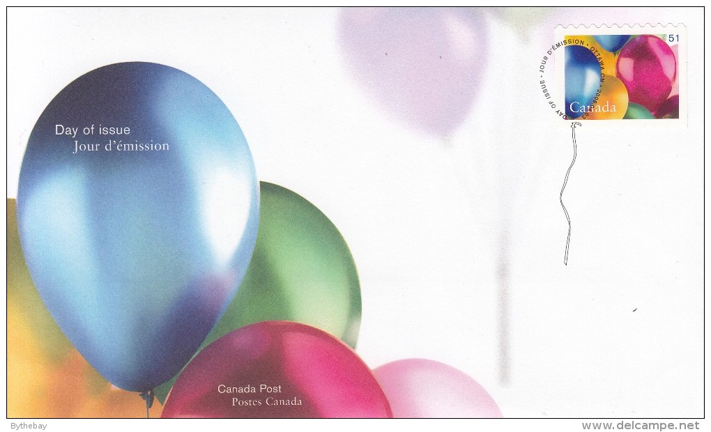 Canada FDC Scott #2146 51c Balloons - Birthday Greetings - 2001-2010