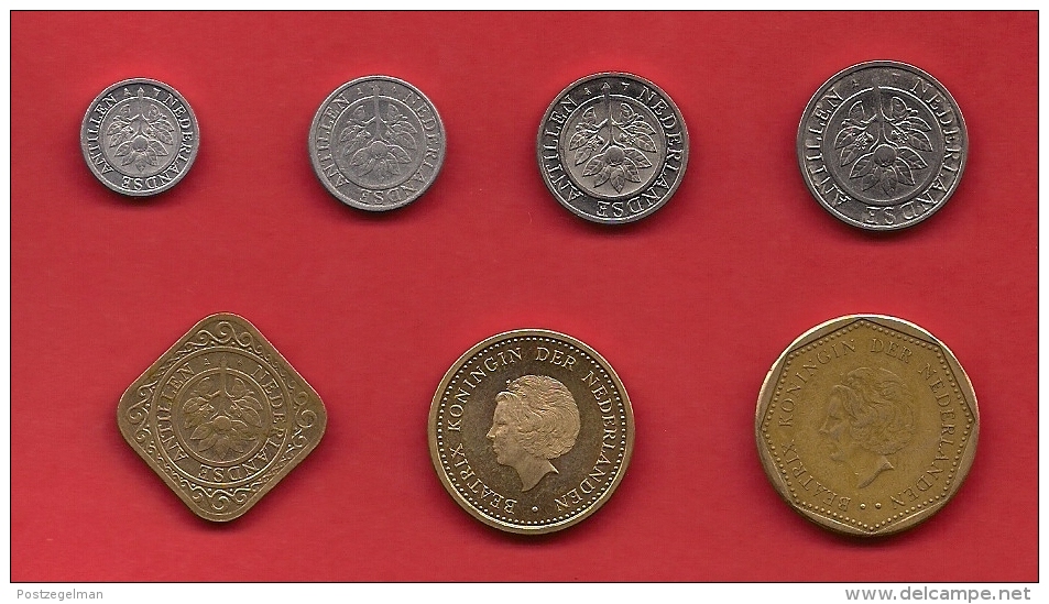 NETHERLAND ANTILLES, 7 Different Circulated Coins - Netherlands Antilles