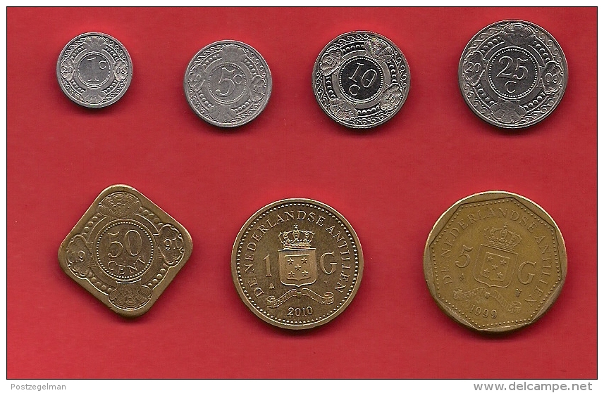 NETHERLAND ANTILLES, 7 Different Circulated Coins - Netherlands Antilles