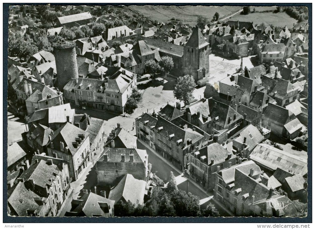 CPSM  ALLASSAC - Vue Aérienne Sur Le Château, L´Eglise Et La Place - Other & Unclassified