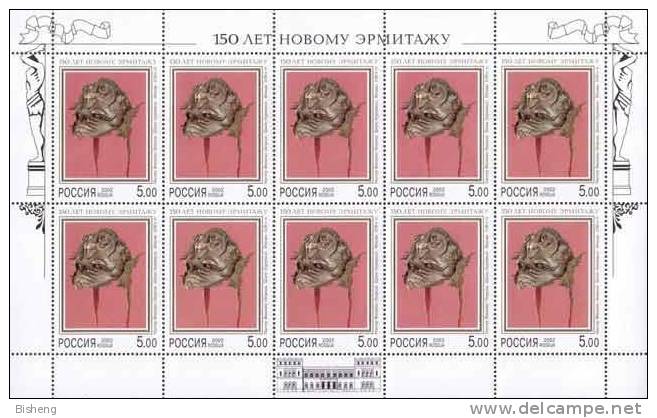 Russia/russland 2002 150th Anniversary Of Inauguration Of New Hermitage. 4 Sheetlets/sheets - Blocs & Hojas