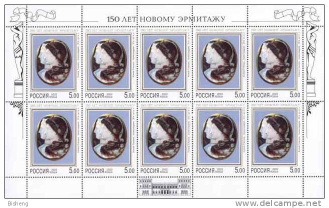 Russia/russland 2002 150th Anniversary Of Inauguration Of New Hermitage. 4 Sheetlets/sheets - Blocks & Kleinbögen