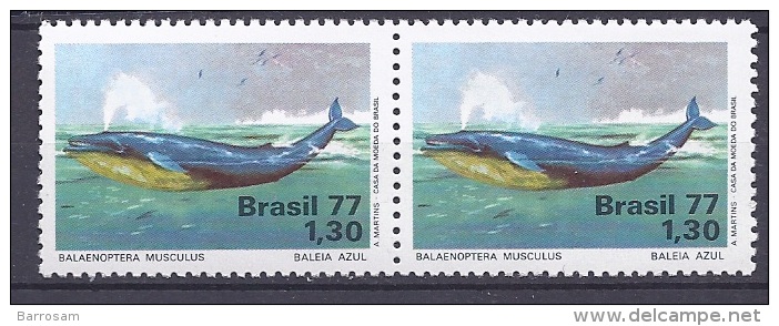 Brazil1977:Michel1597 Mnh** Pair WHALES Cat.Value 12Euros ($15) - Ballenas