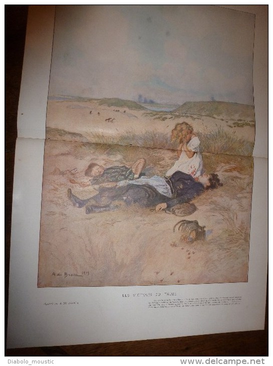 1915 GUERRE: Aquarelle Sur Page Double Par A. De Broca  (Les Victimes Du Taube)  Origine Du Journal "L'illustration" - L'Illustration