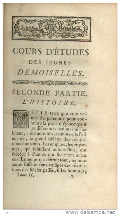Cours D´études Des Jeunes Demoiselles Par L´Abbé Fromageot - Tome 2 - Histoire - 1772 - 1701-1800