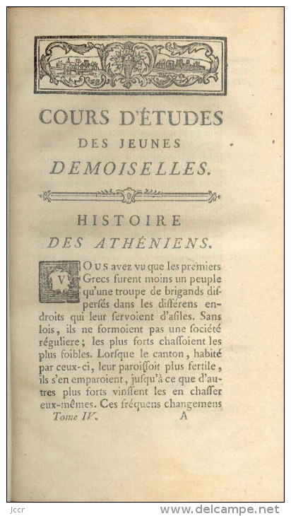 Cours D´études Des Jeunes Demoiselles Par L´Abbé Fromageot - Tome 4 - Histoire - 1773 - 1701-1800