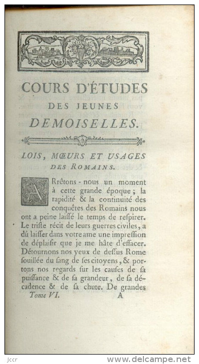 Cours D´études Des Jeunes Demoiselles Par L´Abbé Fromageot - Tome 6 - Histoire - 1774 - 1701-1800