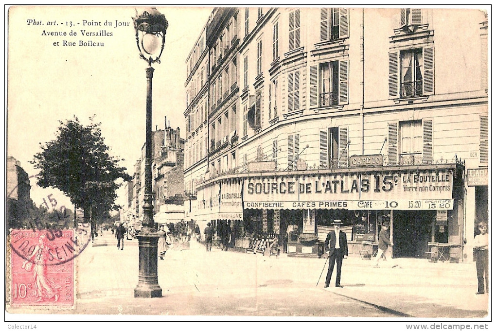 75 PARIS POINT DU JOUR AV. DE VERSAILLES ET RUE BOILEAU CAFE - Altri & Non Classificati