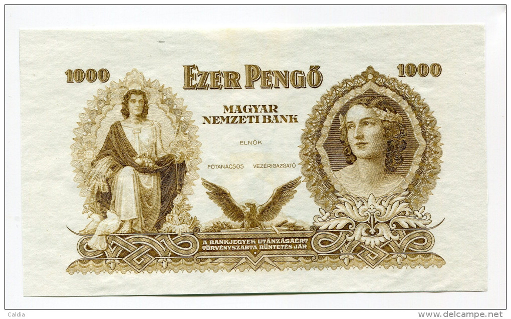 Hongrie Hungary Ungarn 1000 Pengo 1942 PROOF "" TRIAL "" UNIFACE - AUNC / UNC - RARE !!! # 2 - Hongrie