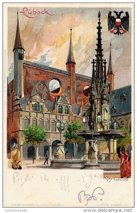 [DC5031] CARTOLINA - GERMANIA - LUBECCA - KARLSRUHE LUBECK - FIRMATA KLEY - Viaggiata - Old Postcard - Altri & Non Classificati