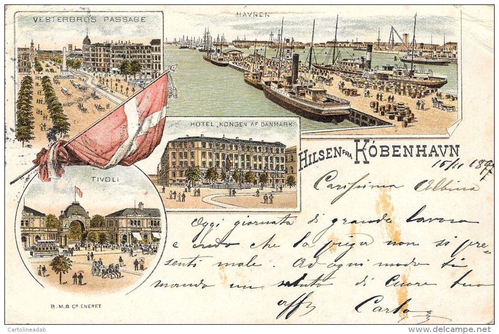 [DC5032] CARTOLINA - RARA - KIOBENHAVN - COPENHAGEN - DANIMARCA - Viaggiata 1897 - Old Postcard - Danimarca