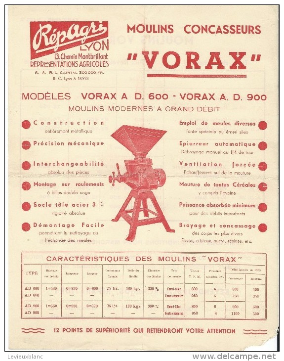 Moulin Concasseur/"VORAX"/Répagr I/ LYON/1949    VP695 - Agriculture