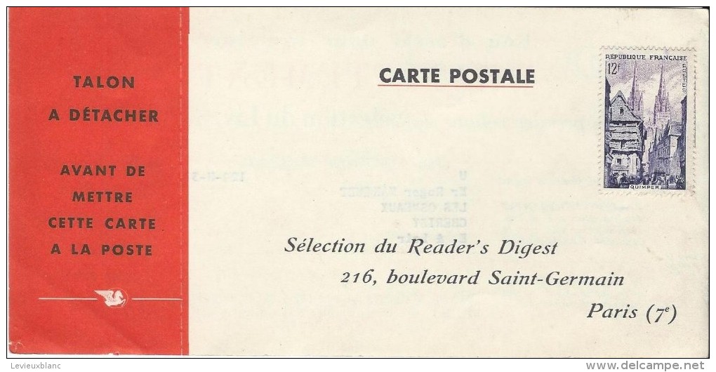 Carte Postale/ Bon D'Essai/ Préaffranchie/ Sélection Du Reader's Digest/Bd Saint Germain/ Paris /Vers 1954 VP701 - Imprimerie & Papeterie