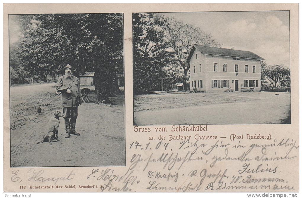 AK Gruss Schänkhübel Gasthof Rossendorf Bautzener Strasse Bei Dresden Radeberg Wilschdorf Grosserkmannsdorf Stempel - Grossharthau