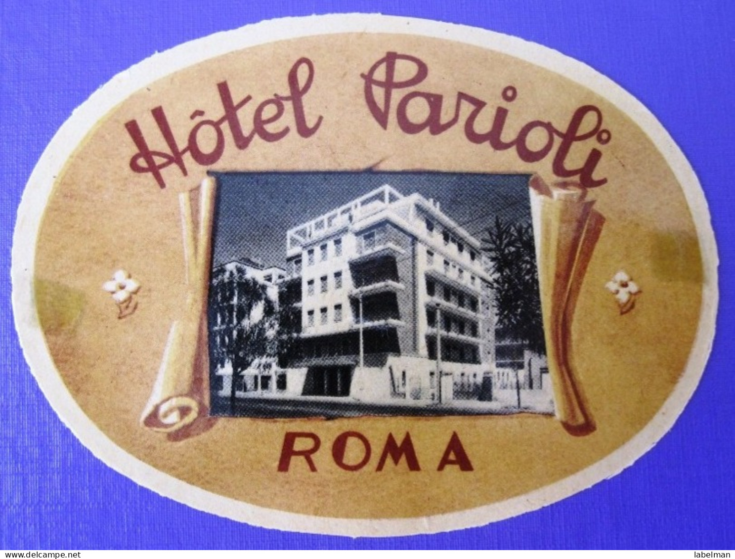 HOTEL ALBERGO MOTEL PENSIONE PARIOLI ROMA ITALIA ITALY TAG STICKER DECAL LUGGAGE LABEL ETIQUETTE AUFKLEBER - Hotel Labels