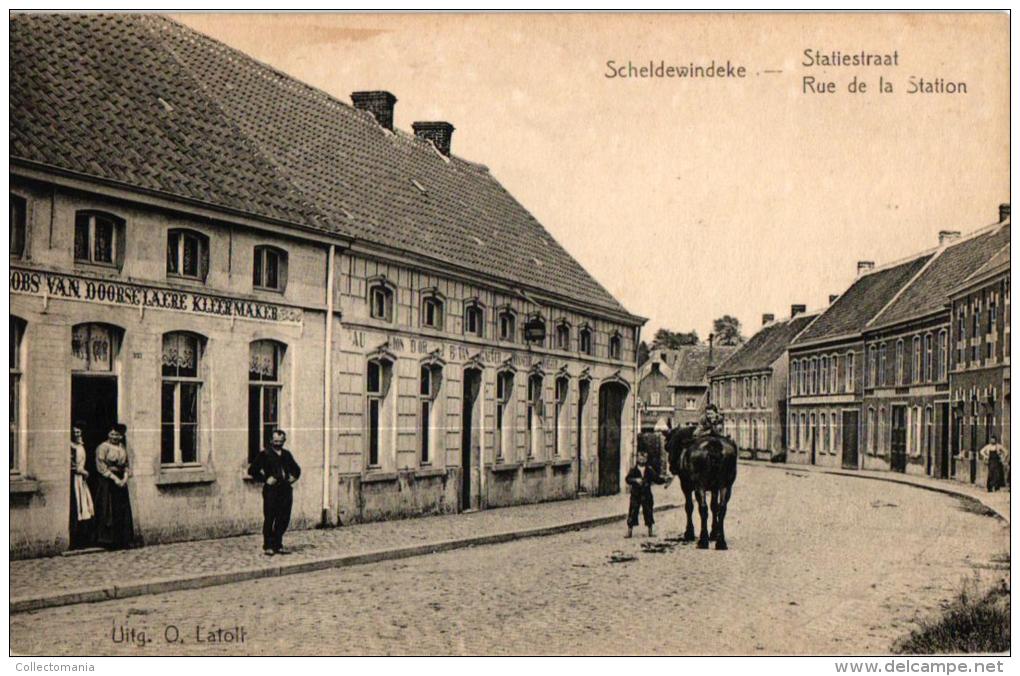 Scheldewindeke 3 CP Statiestraat  Kleermaker Van Doorselaere  Café Au Lion        Boven Statiestr   Kerk St Christoffel - Oosterzele