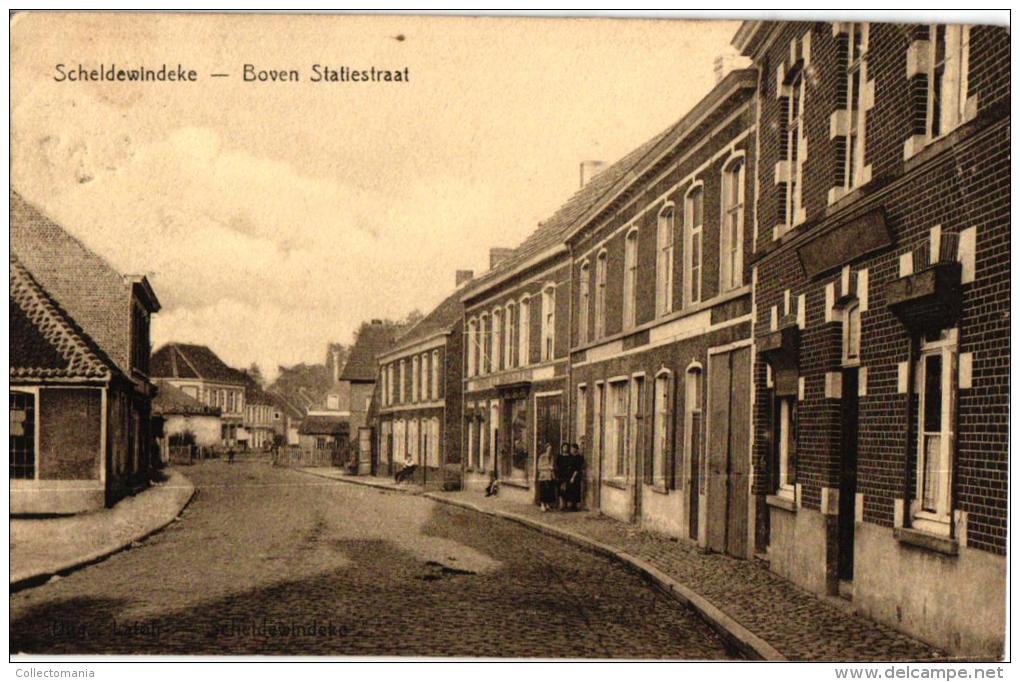 Scheldewindeke 3 CP Statiestraat  Kleermaker Van Doorselaere  Café Au Lion        Boven Statiestr   Kerk St Christoffel - Oosterzele