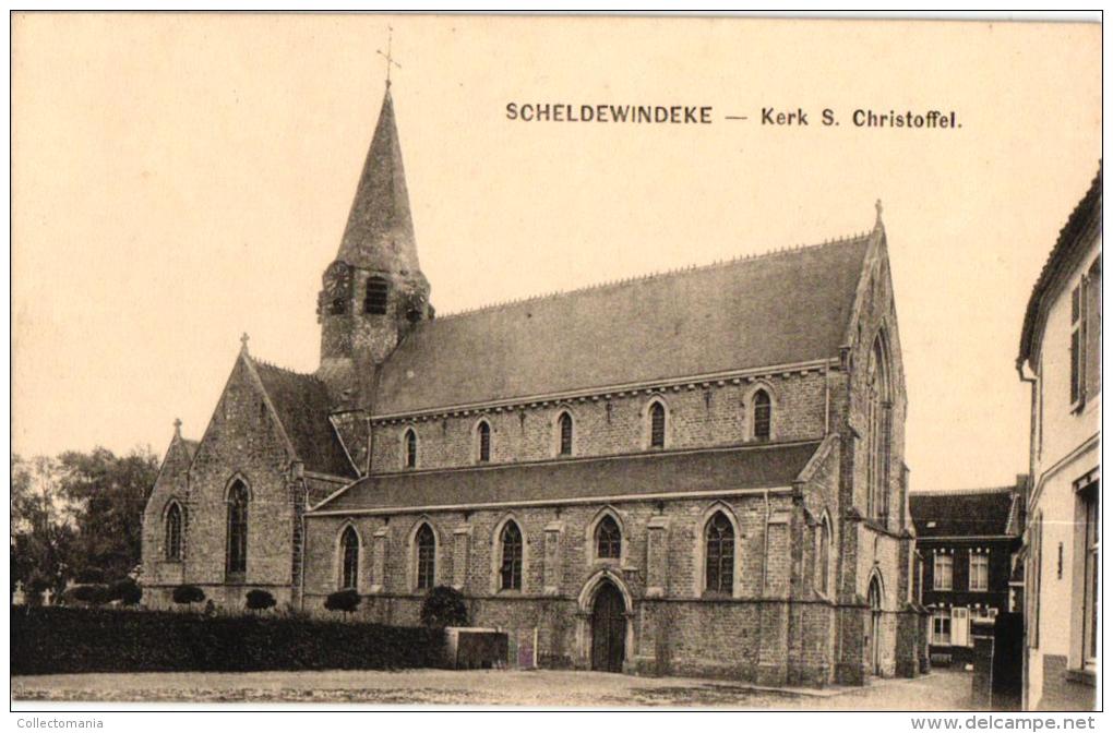 Scheldewindeke 3 CP Statiestraat  Kleermaker Van Doorselaere  Café Au Lion        Boven Statiestr   Kerk St Christoffel - Oosterzele