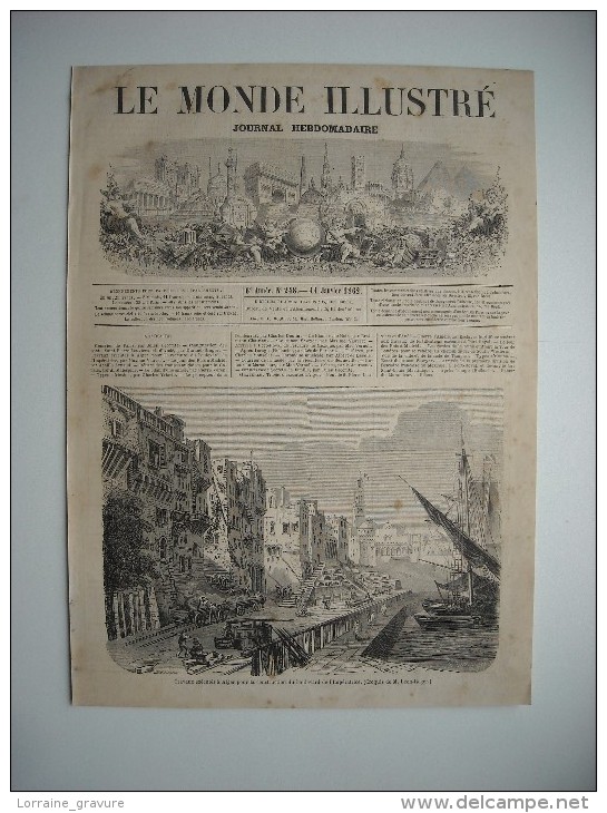 GRAVURE 1862. ALGERIE. TRAVAUX EXECUTES A ALGER POUR LA CONSTRUCTION DU BOULEVARD DE L’IMPERATRICE.......... - Prints & Engravings