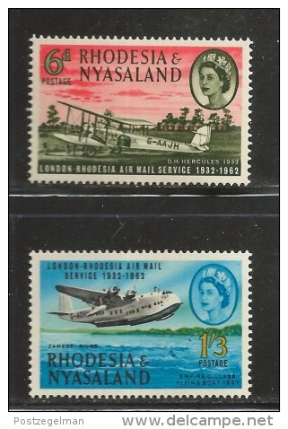 RHODESIA-NYASSALAND, 1962, Mint  Never Hinged Stamp(s),Airtraffic To London Mich 42=44 , #nr. 485 (2 Values Only) - Nyassaland (1907-1953)