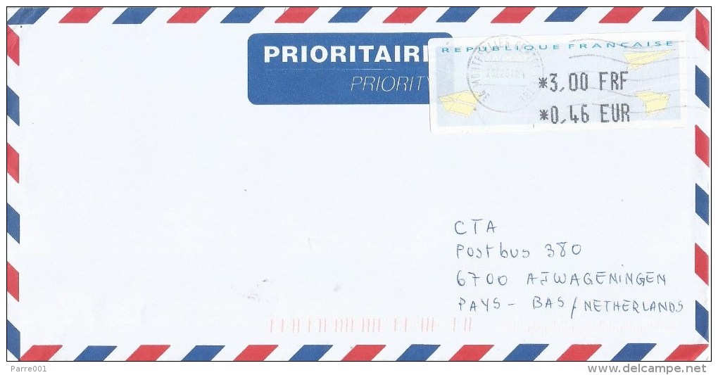 France 2001 Montpellier ATM EMA Double Currency Cover - 2000 « Avions En Papier »