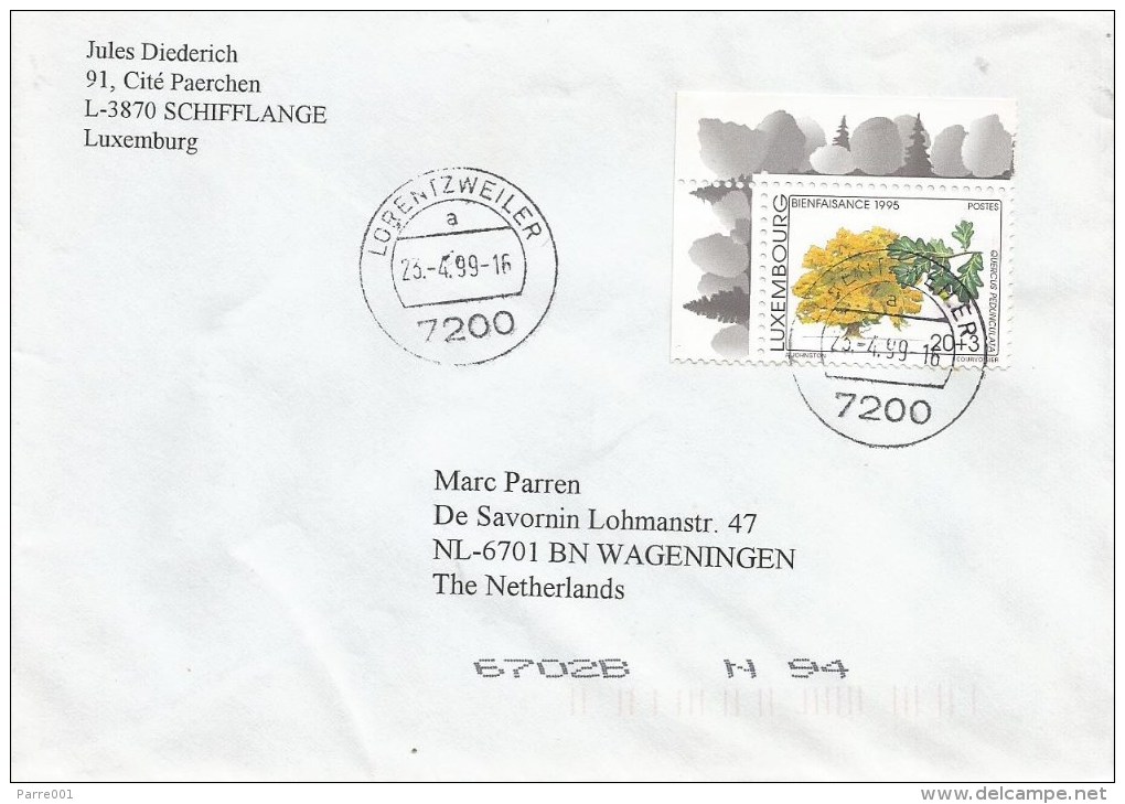 Luxembourg 1999 Lorentzweiler Oak Tree Surtaxe Cover - Storia Postale