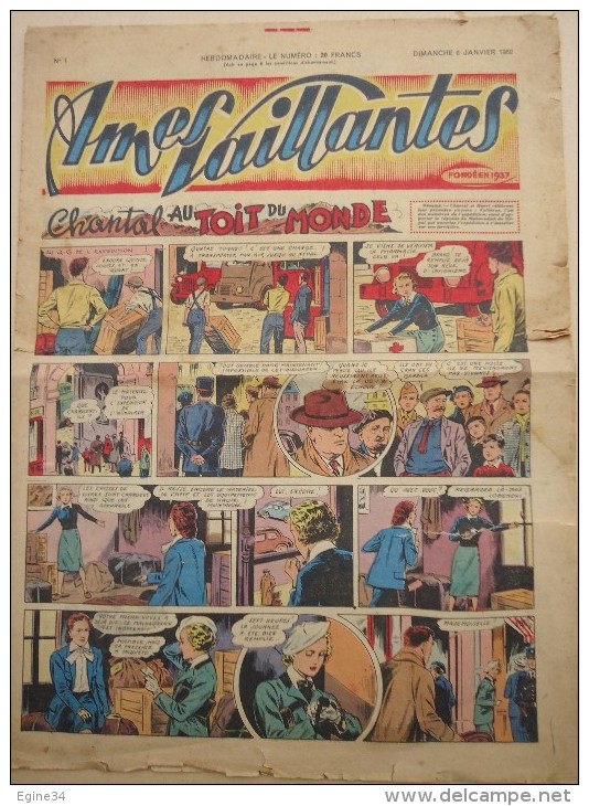 REVUE BD -  AMES VAILLANTES - No 1 Dimanche 6 Jan 1952 - Chantal Au Toit Du Monde - Autre Magazines