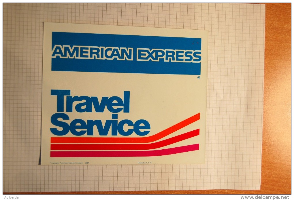 Vintage 1975 AMERICAN EXPRESS Travel Service Decal Sticker - Autocollants