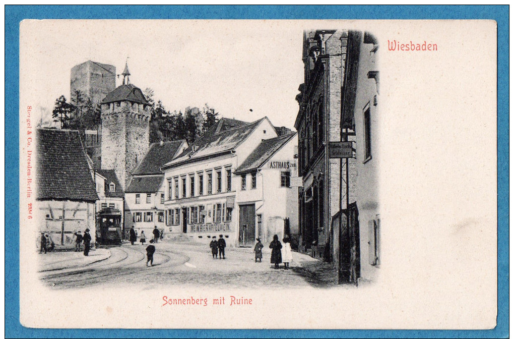 ALLEMAGNE.HESSE.WIEBADEN.SONNENBERG MIT RUINE.TRAMWAY.PEOPLE. - Wiesbaden