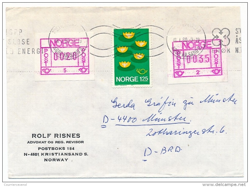 NORVEGE - Lot 6 Enveloppes - Nénuphars - Affranchissements Divers Années 77 / 80 - Lettres & Documents