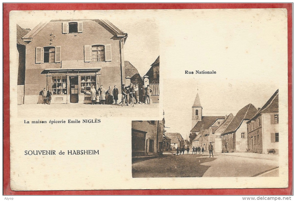 68 - SOUVENIR De HABSHEIM - Epicerie Emile NIGLES - Rue Nationale - 3 Scans - Habsheim