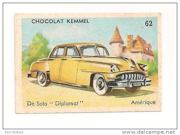 IMAGE CHOCOLAT KEMMEL BOURBOURG. N° 62 VOITURE DE SOTO DIPLOMAT U S A - Autres & Non Classés